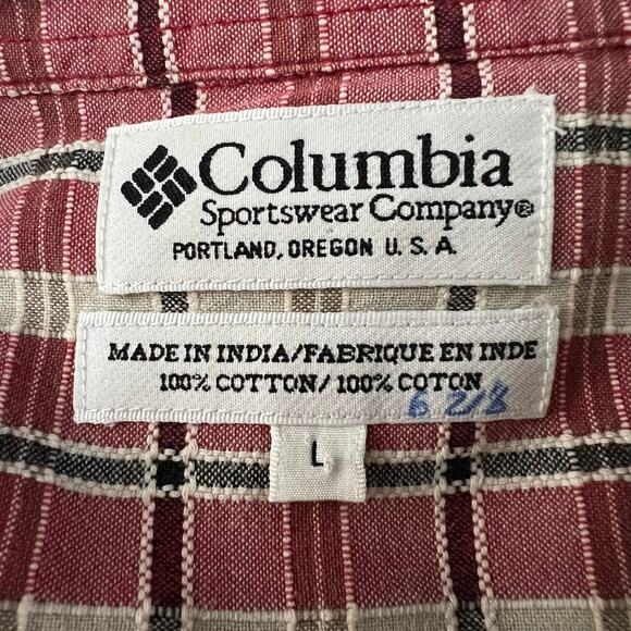 Columbia Cotton Short Sleeve Red Plaid Button Down Shirt | Men’s Size Large - Picture 4 of 9